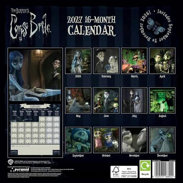 Corpse Bride Calendar 2027, Wall Calendars, Month To View, Entertainment, Gift