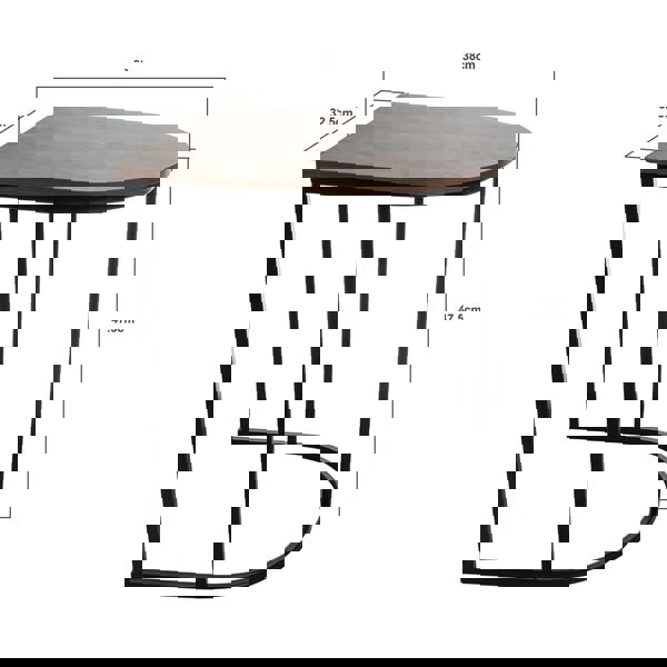 Gr8 Home Nest of 2 Coffee Table Metal Wooden Woodgrain Side Tables Set For Living Room