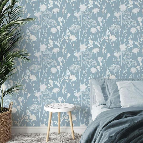 Catherine Lansfield Meadowsweet Floral Blue Wallpaper image 4