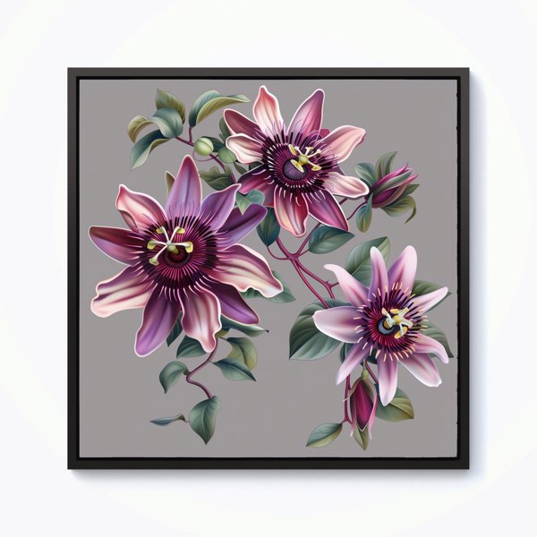 Warren Reed Purple Passion Flowers Framed Canvas