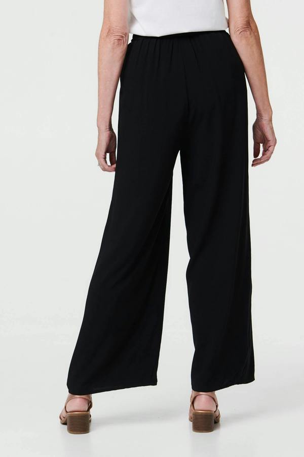 Black | Drawstring High Waist Wide Leg Trousers