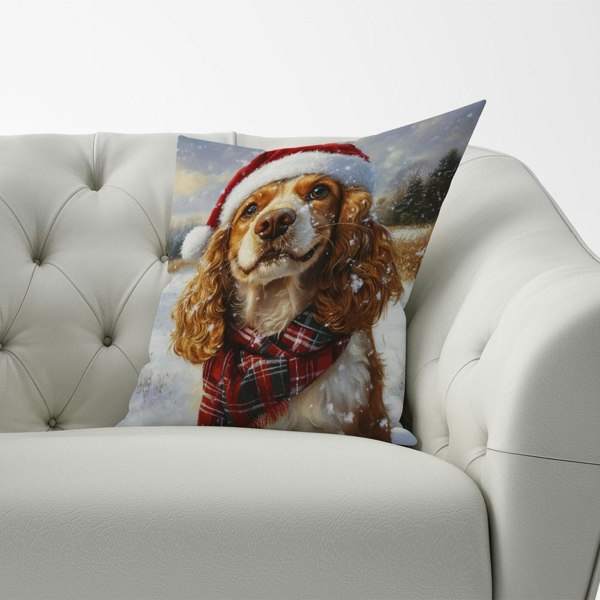 Warren Reed Snowy Christmas Cocker Spaniel Cushion