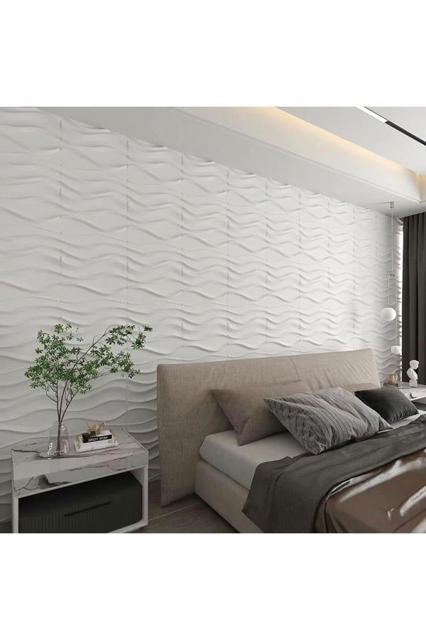Living and Home 12 Pack 3D Wave Texture PVC Decorative Wall Panels