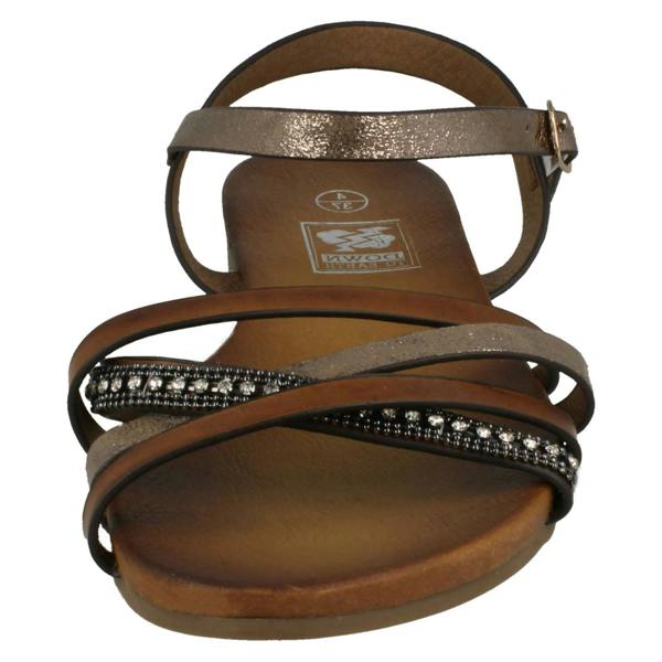 Down to Earth Ladies Down To Earth Flat X Strap Beaded Vamp Sandals