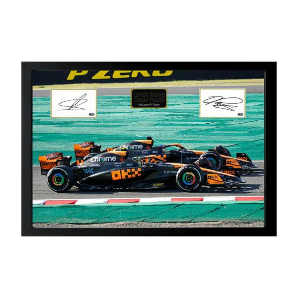 Lando Norris & Oscar Piastri Signed Cut Iconic Frame (ACG Cert)