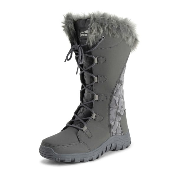 VIVA Women's Quilted Lace Up Waterproof Black Outdoor Cuff Snow Rain Boot