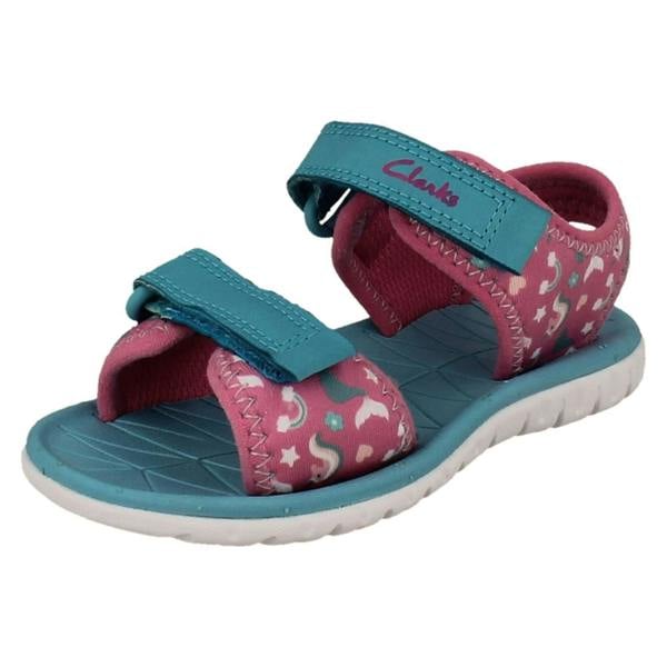 Clarks Kids Clarks Pattern Detailed Adjustable Sandals - Surfing Tide T