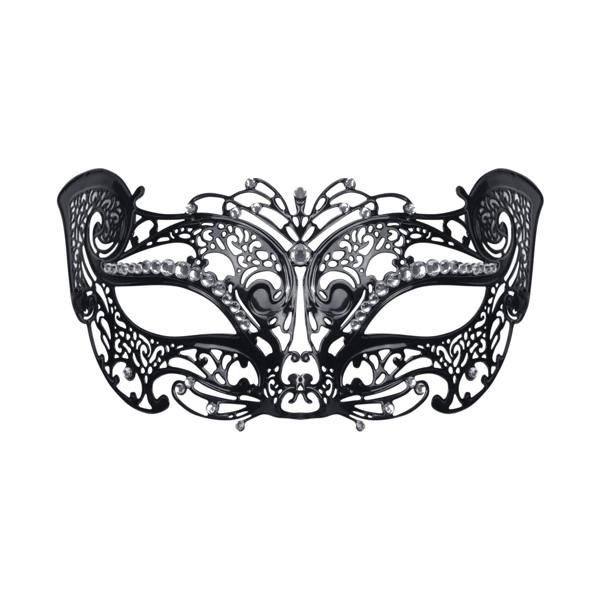 Bristol Novelty Unisex Adults Filigree Jewel Metal Cat Mask - Black - 