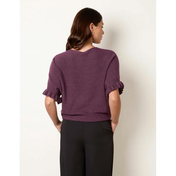 Blue Vanilla Knitted Frill Sleeve Batwing Jumper