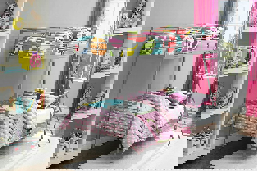 Dorel Home Bunk Bed Convertible Metal Silvergrey - Single