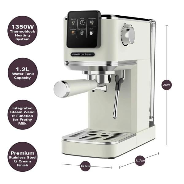 Hamilton Beach BaristaPro Touch 5-in-1 Espresso Machine Cream