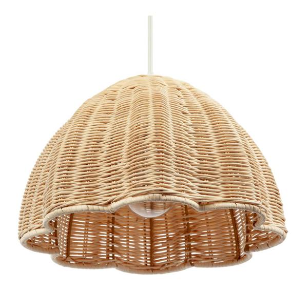 Intricately Woven Rattan Pendant Light Shade with Scalloped Lower Edge Image 4