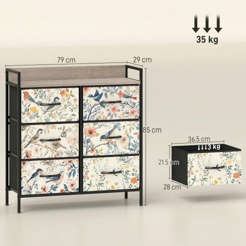 Wyld Haus Tonona Wooden White 6 Drawer Storage Chest