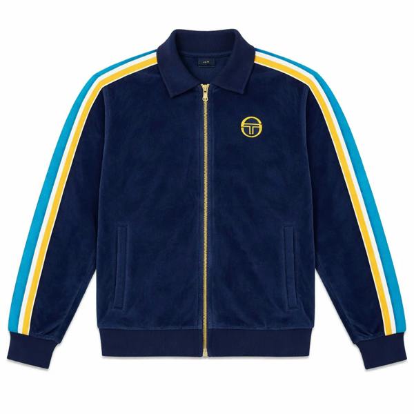 Sergio Tacchini Monte Velour Track Top Jacket Maritime Blue/Mango Mint