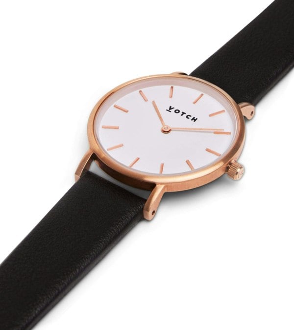 Votch Rose Gold & Black Watch | Petite