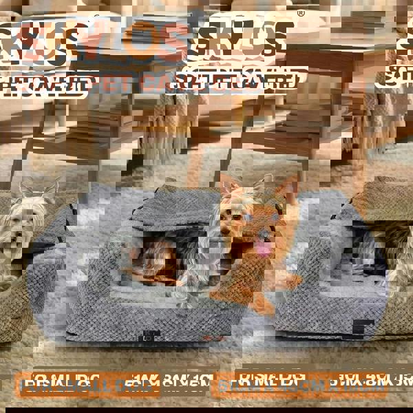 Skylos Dog Bed Cat Cave Bed Small Pet Bed Soft Removable Blanket Washable 51cm