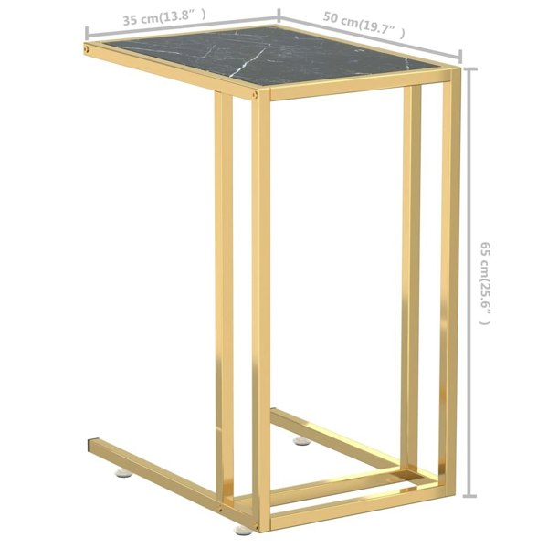 Berkfield Computer Side Table Black Marble 50x35x65 cm Tempered Glass