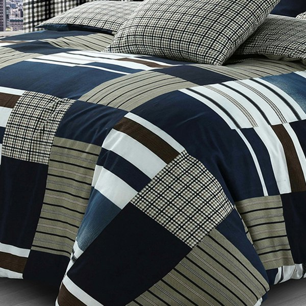 Velosso Geometric Pattern Cotton Blend Duvet Cover Set with Matching Pillowcases, Contemporary Bedroom Decor