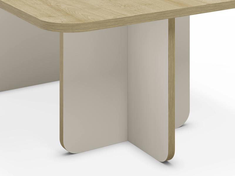 Decortie Modern Rectangular Curved Corners Coffee Table 100cm Centre Table with Thick Slab Legs for Home, Office
