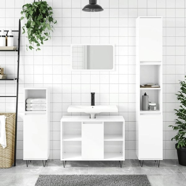 Berkfield Bathroom Cabinet High Gloss White 80x33x60 cm Engineered Wood