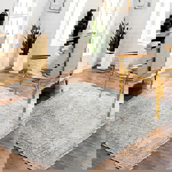 Livabliss Lillian-Washable Taupe Brown Traditional Vintage Boho Rug