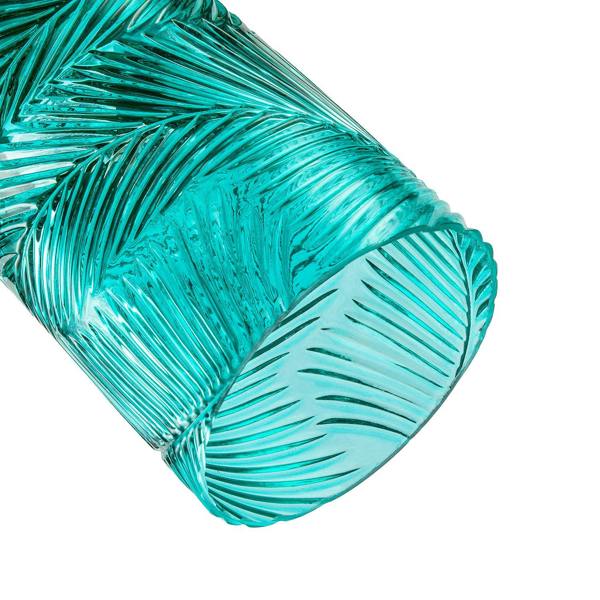 Modern Teal Embossed Glass Pendant Shade with Pressed Leaf Pattern Image 5