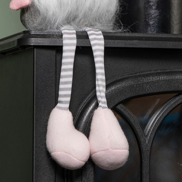 Samuel Alexander 49cm Festive Christmas Sitting Gonk with Dangly Legs & Sequin Hat in Pink & Grey