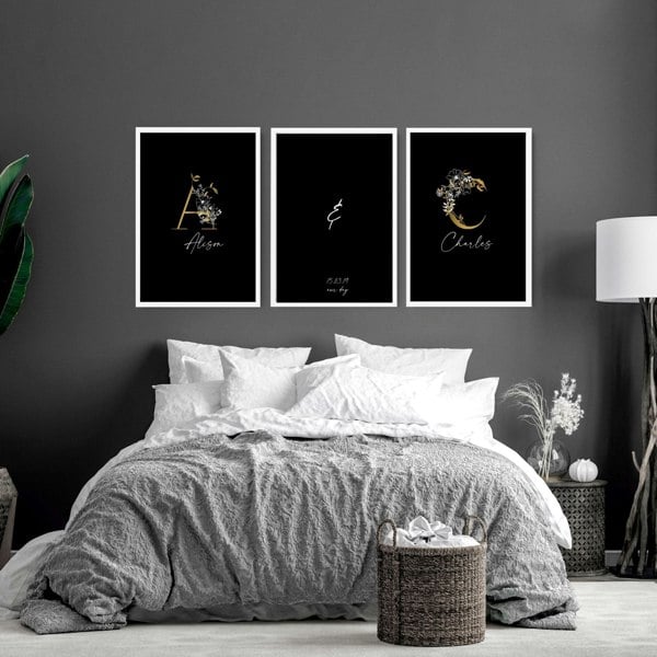 Anniversary gift for one year | set of 3 wall art prints