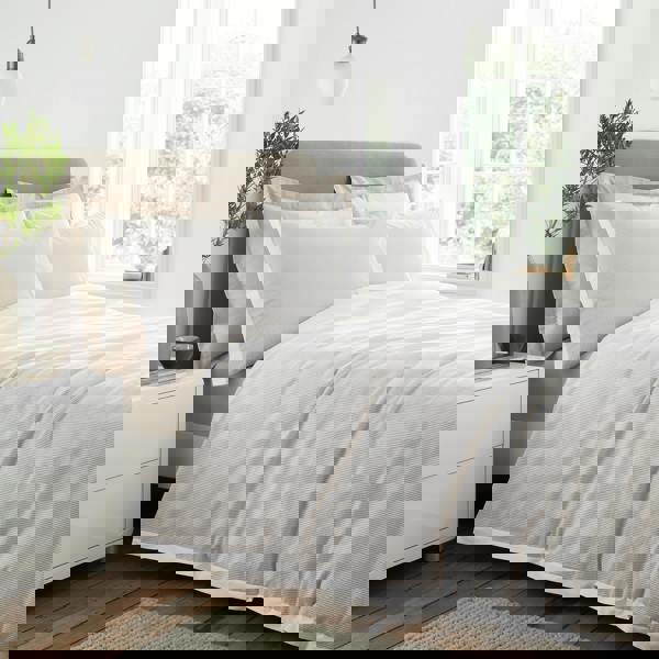 Bianca Seersucker Woven Stripe 180 Thread Count Cotton Duvet Cover Set Natural