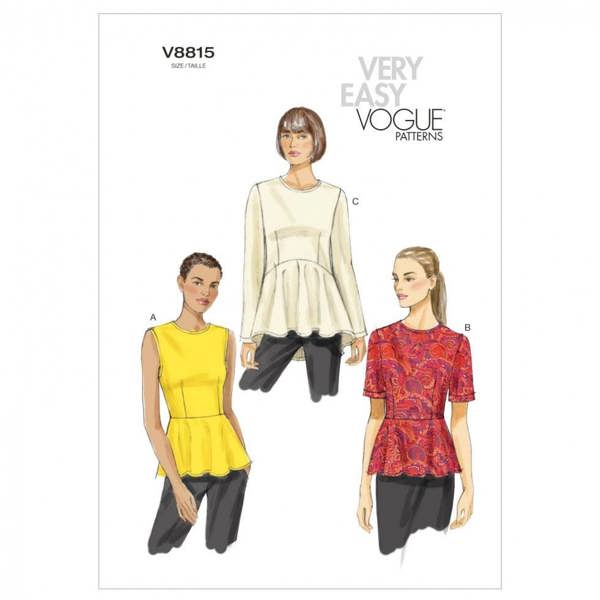 Vogue Sewing Pattern 8815, Tops for Women, 8-10-12-14-16 - Easy