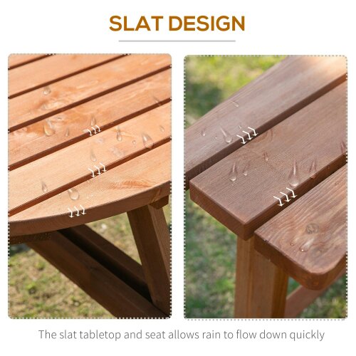 Wyld Haus Bataba Brown Fir Wood 8 Seater Outdoor Picnic Table Set