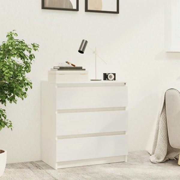 Berkfield Bedside Cabinet White 60x36x64 cm Solid Pinewood