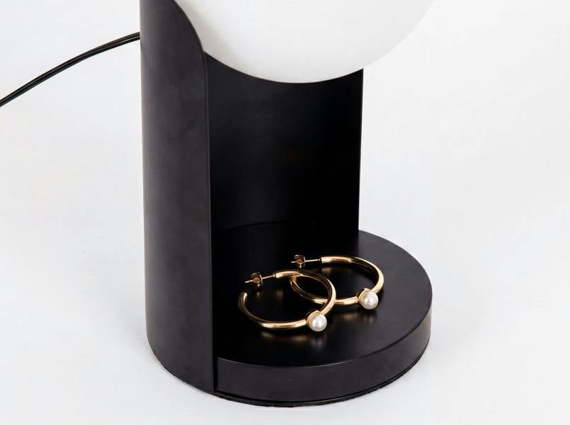 Angel Cerdá Table lamp in white glass and black steel 8091