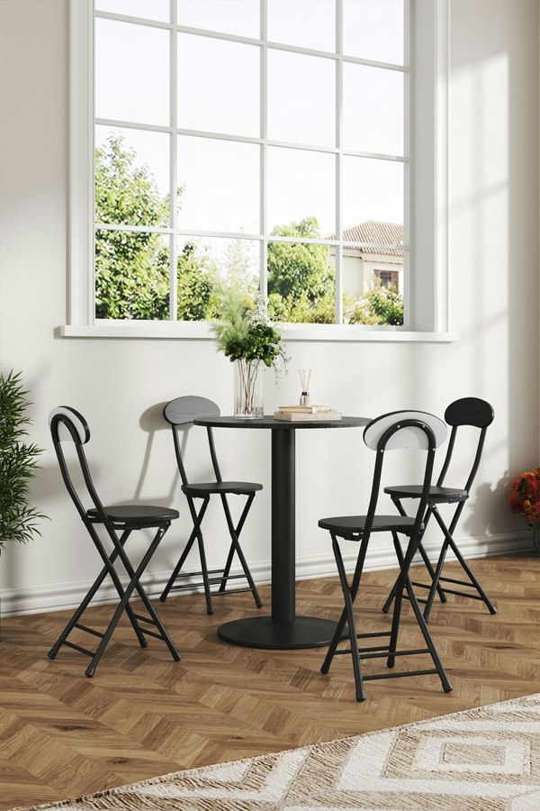 Living and Home 5pcs Round Table and 4 Chairs Set Bistro Dining Set Furniture