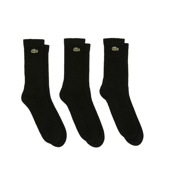 Lacoste Sport 3 Pack High Cut Socks Black/Black/Black-SPIRALSEVEN DESIGNER MENSWEAR UK