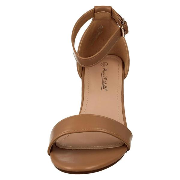 Anne Michelle Ladies Anne Michelle Mid Block Heel Buckle Ankle Strap Wide Fitting Sandals F12104