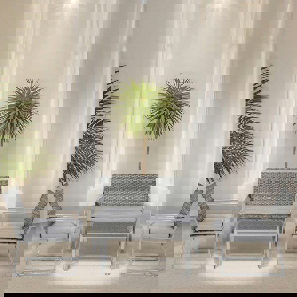 Rafaelo Mobilia Set of 4 PE Rattan Garden Bistro Furniture Set Grey