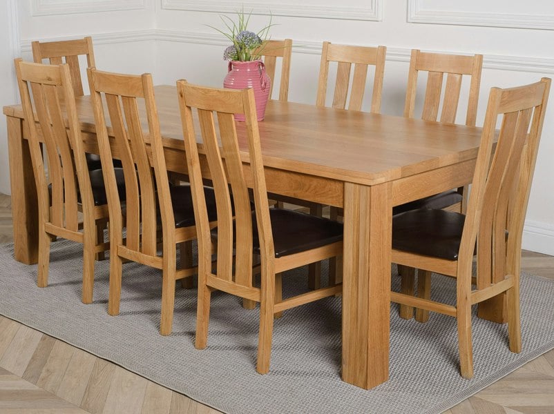 That's Furniture Dakota Extra Large Oak Dining Table with Princeton Oak Chairs