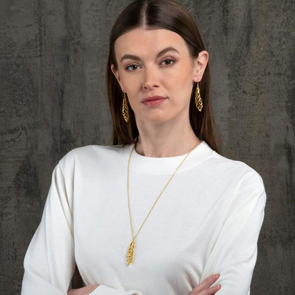 Long Gold Spiral Pendant Necklace for Women - namana.london