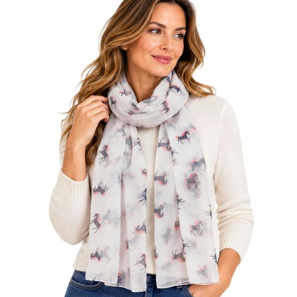 Love EMVY Unicorn Print Lightweight Scarf - White