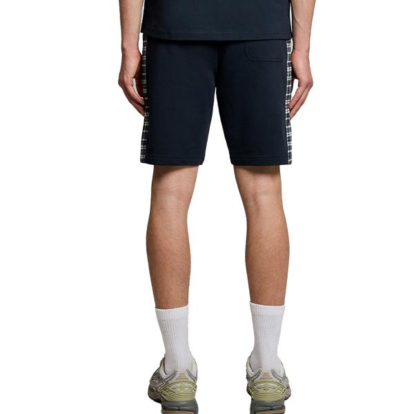 Lyle & Scott Check Panelled Sweat Shorts Dark Navy