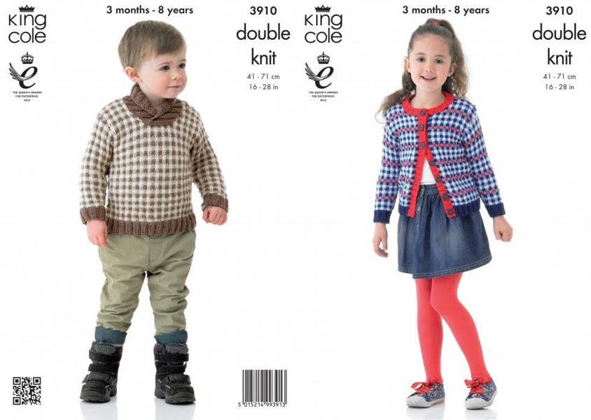 King Cole Baby Knitting Pattern 3910, Cardigans, Sweaters for Kids, 3 Months - 8 Years - Advanced