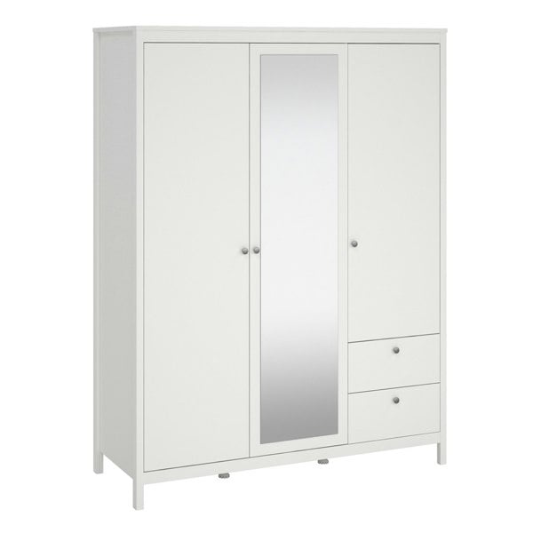 Furniture To Go Madrid Wardrobe with 2 doors + 1 mirror door + 2 drawers White
