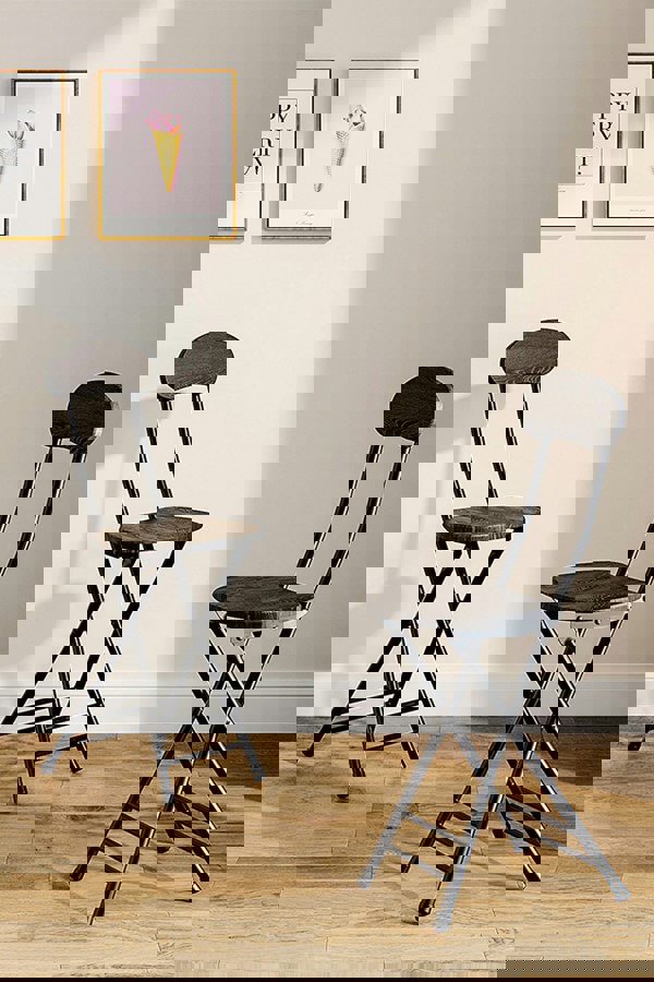 Living and Home 3-Piece Set 100cm Folding Dining Table & 2 Chairs Indoor Outdoor Dining Table Suitable for Six People