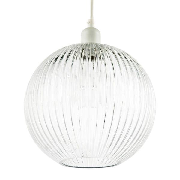 Modern Clear Transparent Line Ribbed Glass Round Pendant Light Shade Image 3