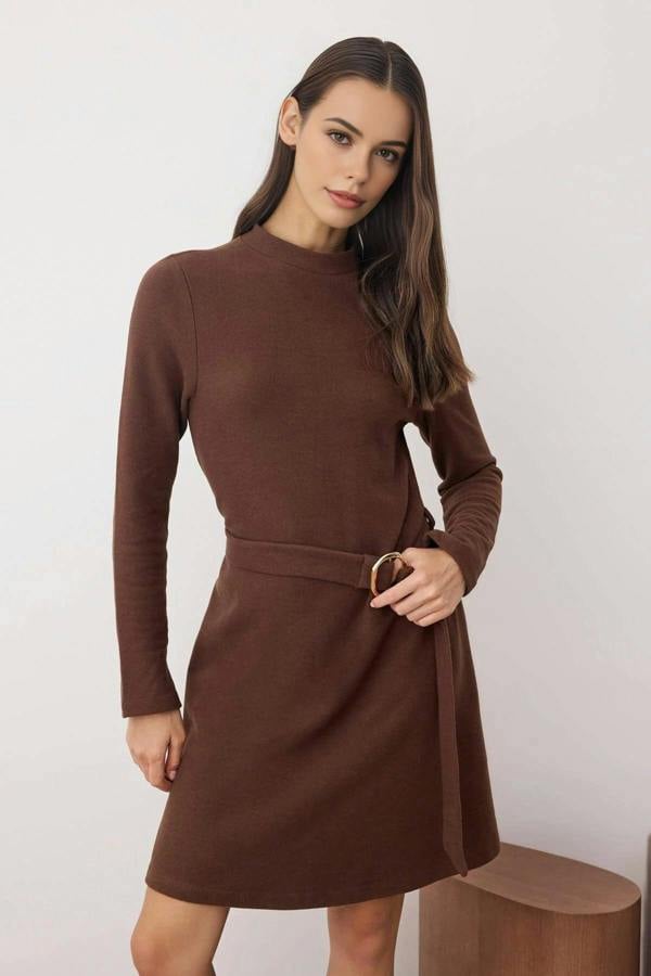 WOVCOR Skater Belt Detail Mini Knitted Dress