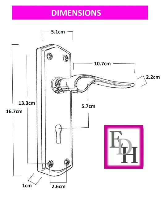 EDH Door Hardware Premium Satin Nickel Internal Lock Door Handles with Long Back Plate and 3 Lever Mortise Sash Lock - Stellar Design