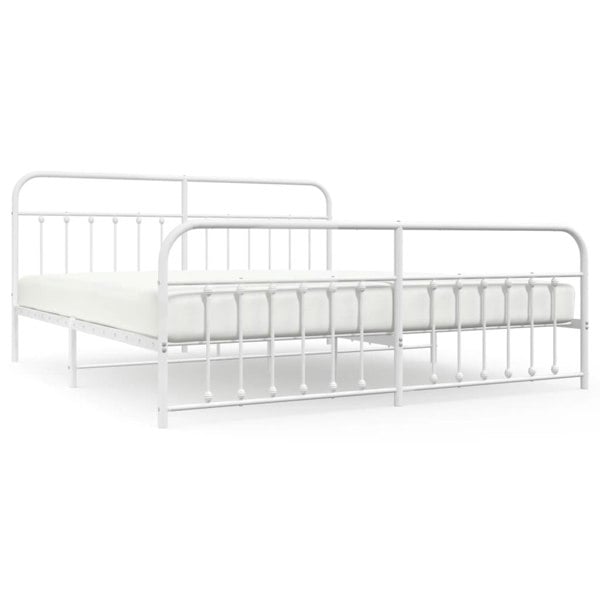 Berkfield Metal Bed Frame with Headboard and Footboard White 200x200 cm