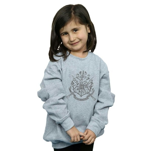 Harry Potter Girls Hogwarts Crest Wands Sweatshirt - Sports Grey