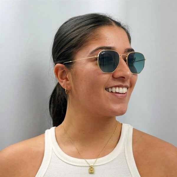 Ray-Ban Sunglasses Hexagonal RB3548N 91233M Gold Blue Grey Gradient